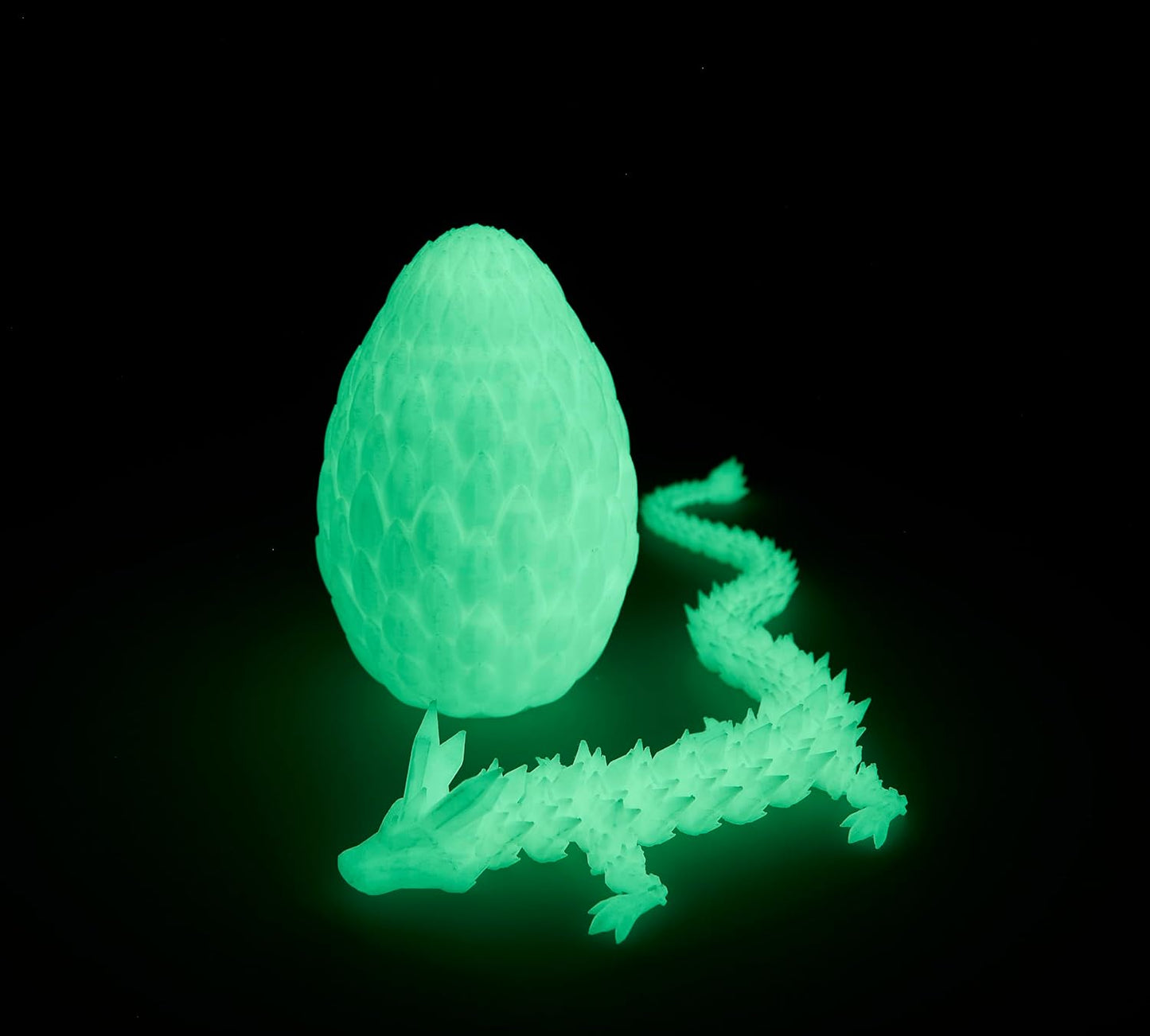 Dragon Egg,15 inchs Crystal Dragon,Articulated Dragon, Fidget Toys for Autism/ADHD,3D Printed Gift Toy, Executive Desk Toys,Home Office Decor (Luminous Green)