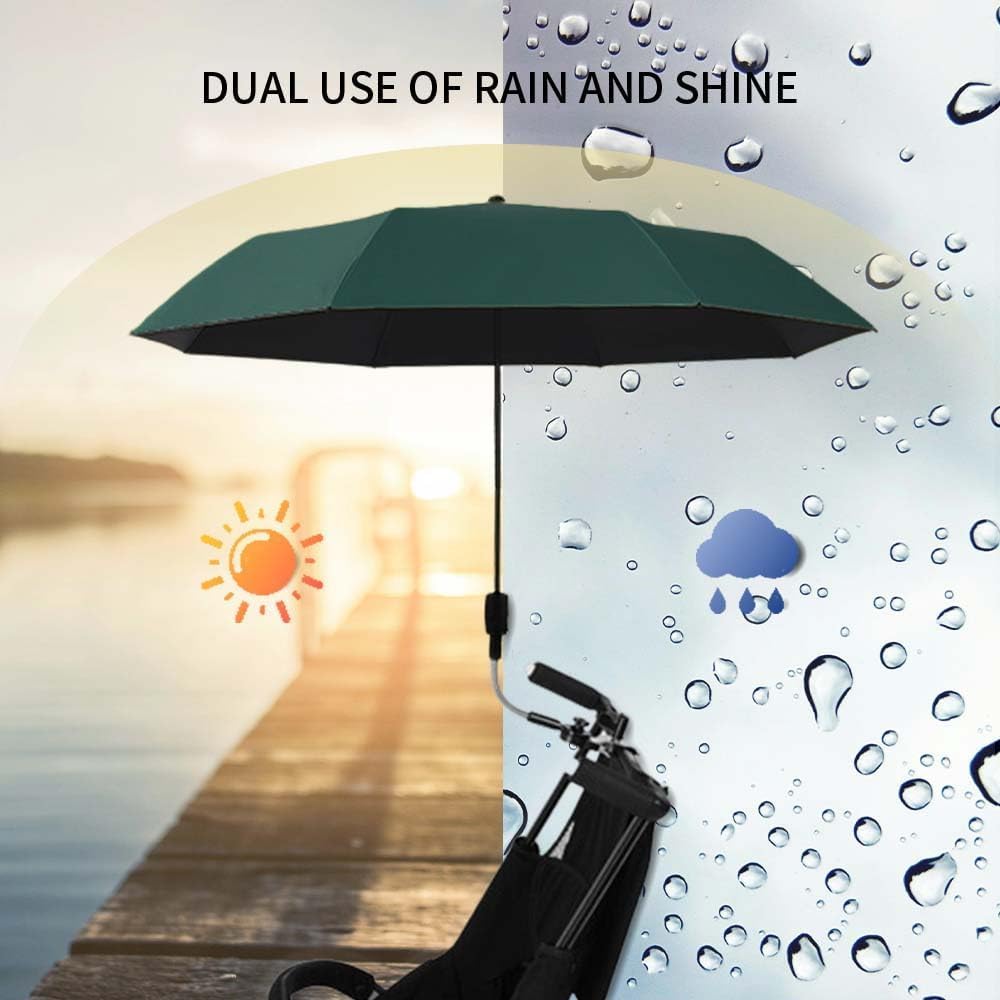 Clip-on Umbrella for Stroller Sunshade, Adjustable Steering Angle, Handle Included, Compact and Lightweight, Suitable for All Kinds of Strollers