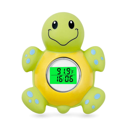 Baby Bath Thermometer with Timer, Safety Digital Water Temperature Thermometer with 3 Color Backlit and Temperature Warning, Bath Tube Floating Toy for Infant, Toddler