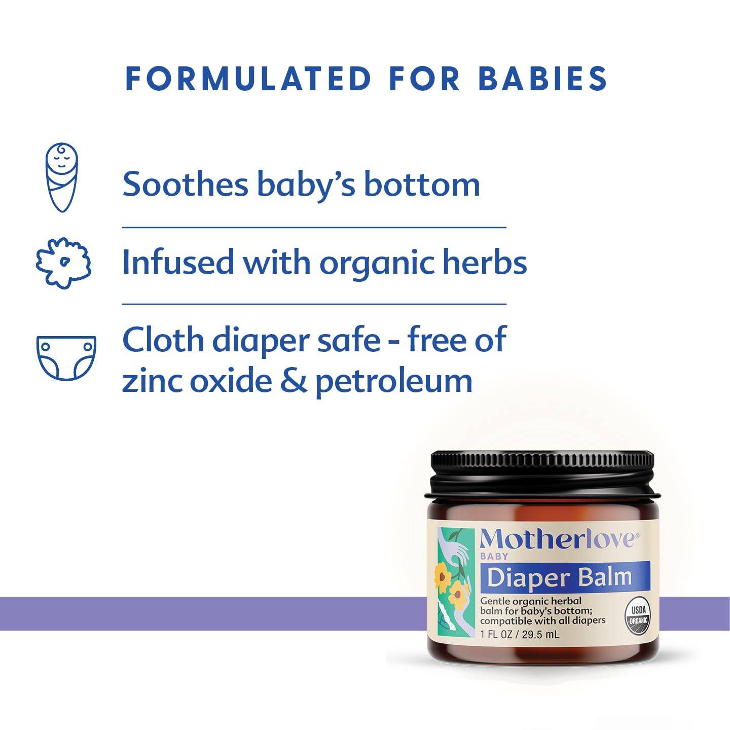 Motherlove Diaper Balm (2 oz) Organic Herbal Diaper Rash Cream—Cloth diaper Safe, Zinc Oxide- & Petroleum-Free