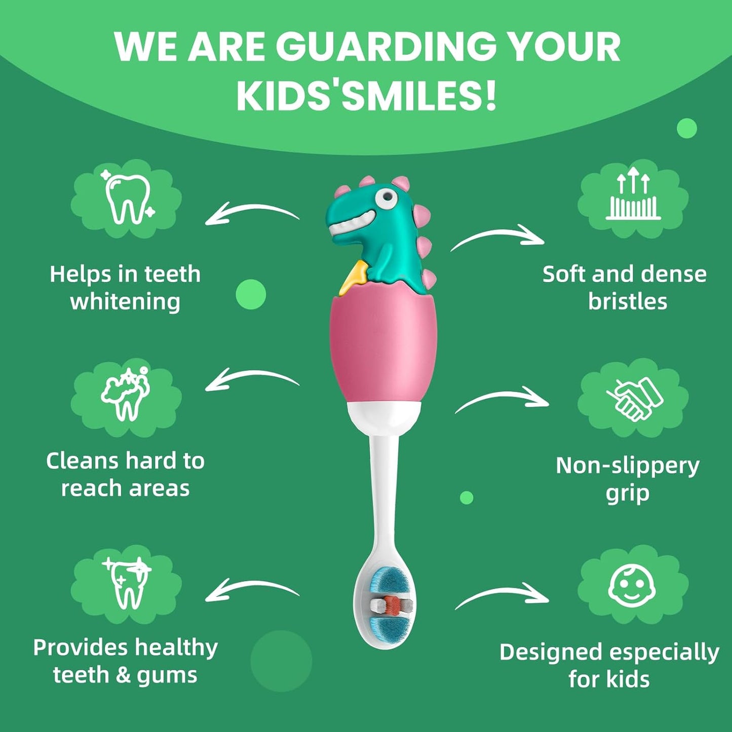 Kids Manual Toothbrush, Ultra-Soft Kids Toothbrush for Sensitive Teeth & Gums, Gentle Toddler & Children's Brush with 10000 Bristles Travel-Friendly Design for Ages 2-7 (Pink)