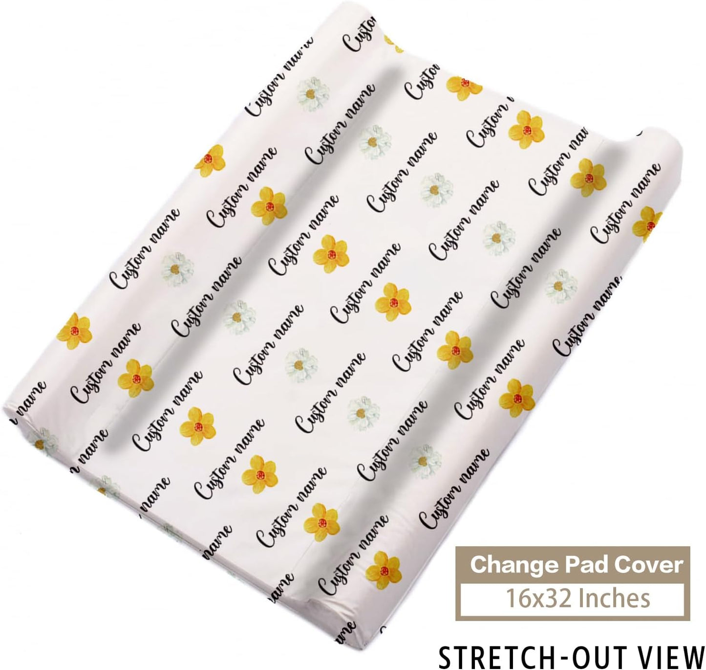 Custom Name Crib Bedding Set - Elephant Pattern, Personalized Yellow Floral Nursery Bedding 3-Piece Set– Soft Blanket, Fitted Sheet, Changing Pad Cover – for Newborns Girls Nursery Gifts