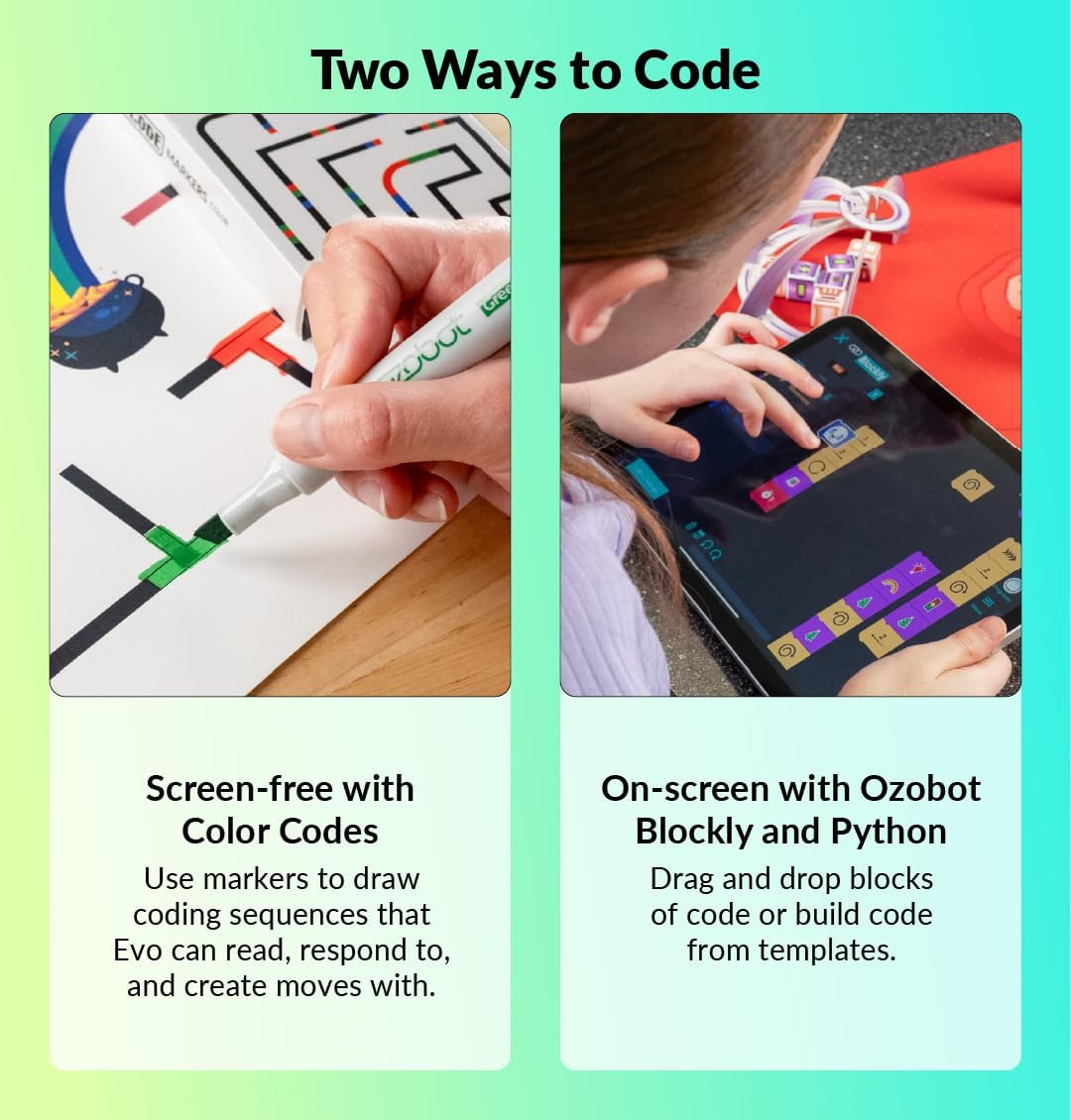 Evo Entry Kit: Interactive Coding Robot, Kids Ages 5+, Includes Color Code Markers, Charging Cable, Zip Case, Access to 700+ STEM Lessons - Educators & Parents, No Coding Experience Required