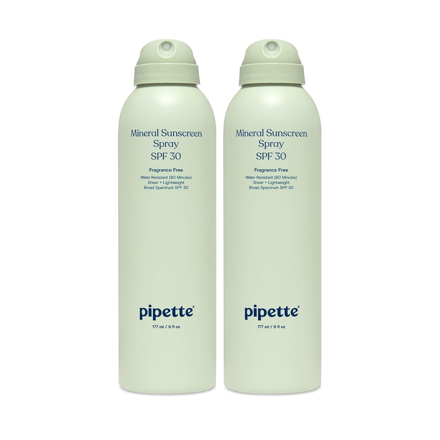 Pipette Baby Mineral Sunscreen Spray SPF 30, Broad Spectrum with Non-Nano Zinc Oxide, Water Resistant UVB/UVA Non-Toxic Sun Protection for Kids & Sensitive Skin, 6 oz (2 pack)