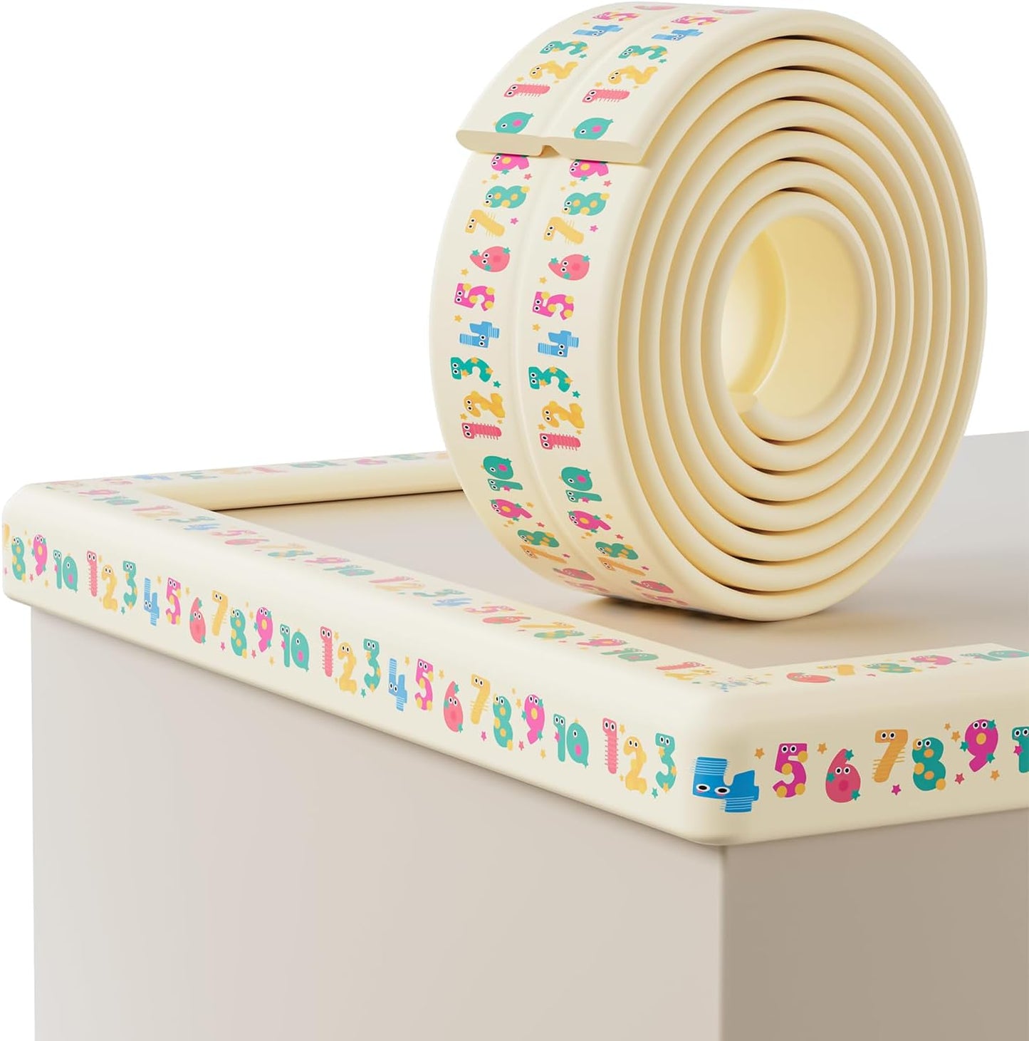 Edge Protector for Baby 6.5ft Soft Protective Foam Cushion Furniture Edge and Corner Guards Baby Child Proofing Cartoon Digital Pattern Odorless Safe for Table,Fireplace,Countertop