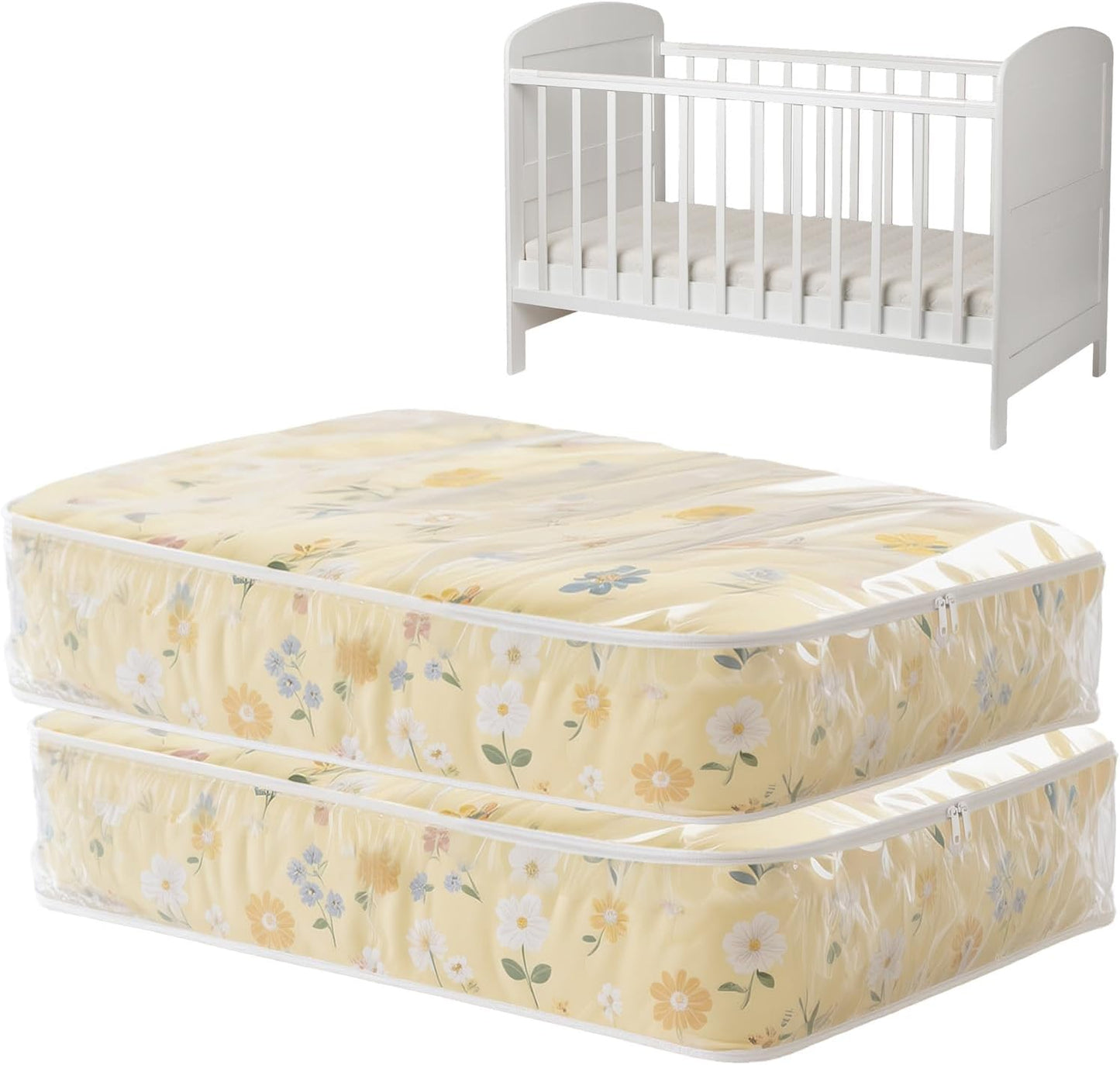 Klmnop 2 Pack Crib Mattress Storage Bag with Zipper, Clear Plastic Waterproof Crib Mattress Bag for Moving and Storage(53.15 x 28.35 x 7.09 Inch)