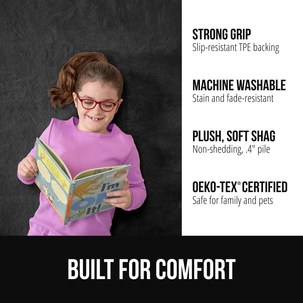 GORILLA GRIP Ultra Soft Washable Area Rug, Stain and Slip Resistant Plush Thick Carpet for Bedroom Living Room, No Shed Floor Rugs, Pet Friendly, Dorm Essentials, Kid Nursery Home Decor, 3x5 Dark Gray