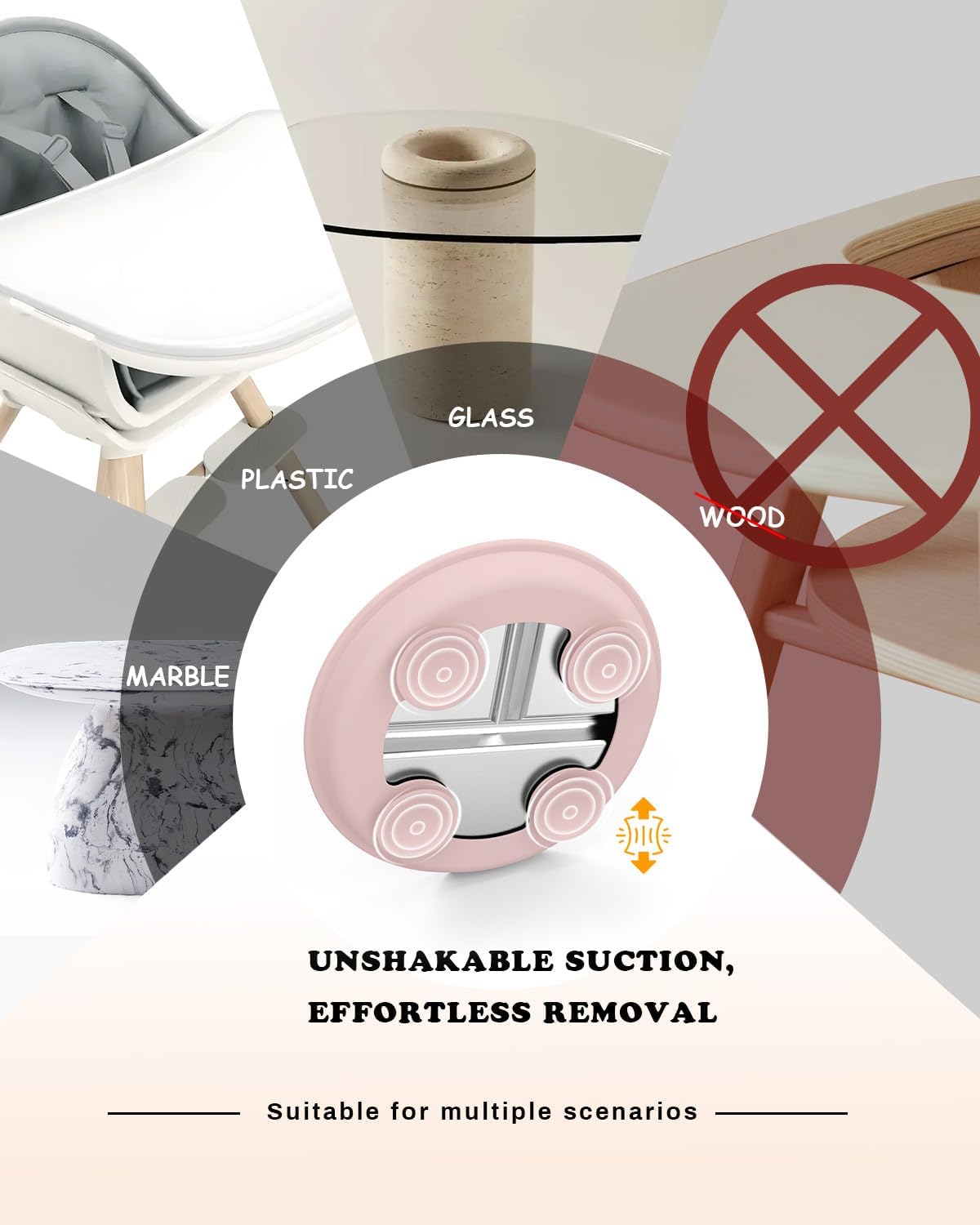 Stainless Steel Toddler Plate with Suction, 8” Divided Plates with Removable Silicone Sleeves for Baby, Non Toxic Unbreakable Kids Snack Dishes Set of 4, Sage Blue Gray Blush