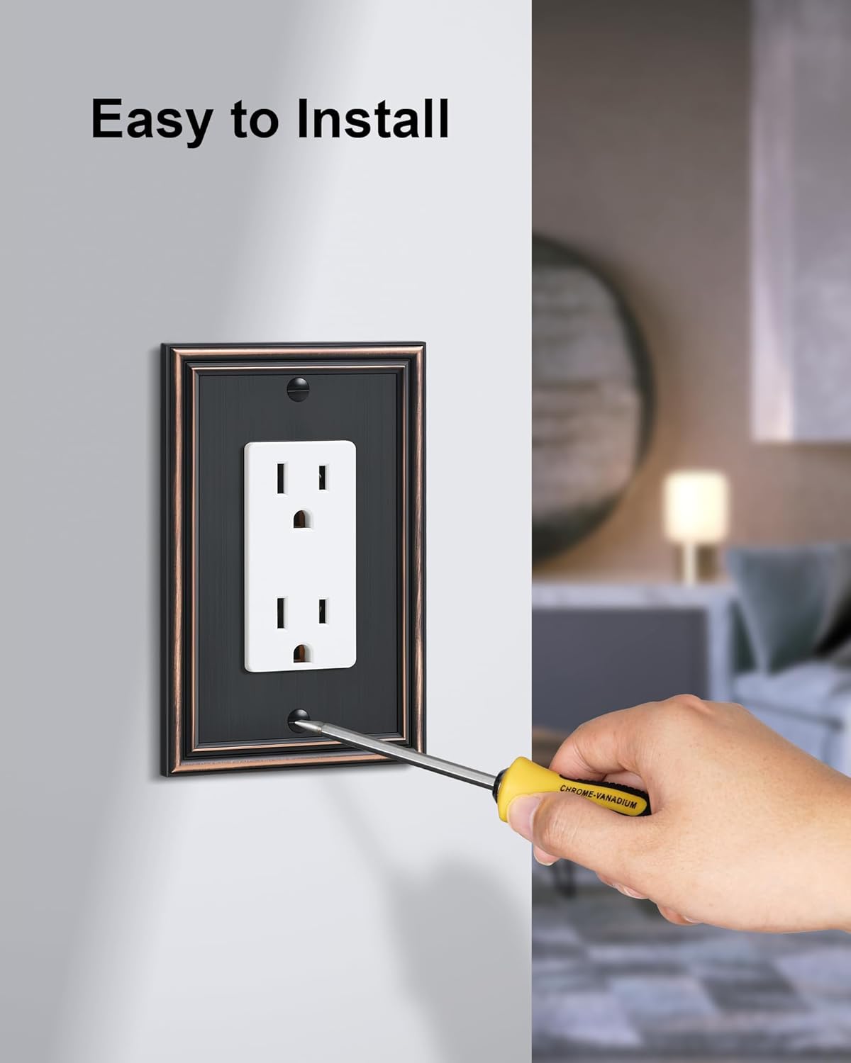 4-Pack Decorator Outlet Cover Plate, Aged Bronze Decorative Switch Plates and Outlet Covers, Durable Zinc Alloy Wall Plates for Electrical Outlets, Receptacle, GFCI Outlet, Dimmer Switch