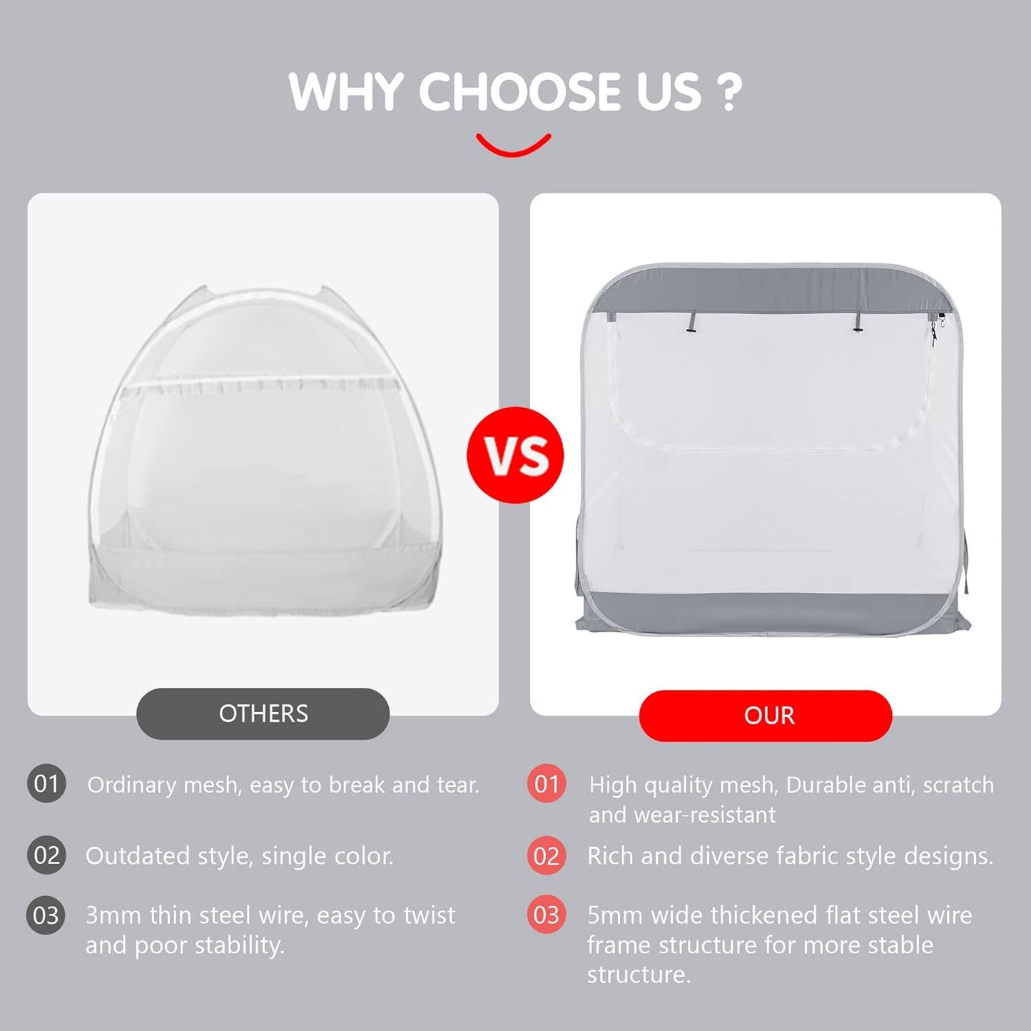 Porayhut Portable Baby Crib Net Safety Mesh Tent,Pop up Infant Mosquito Net, See Through Canopy Netting Cover for Baby&Toddler to Keep Baby from Climbing Out.