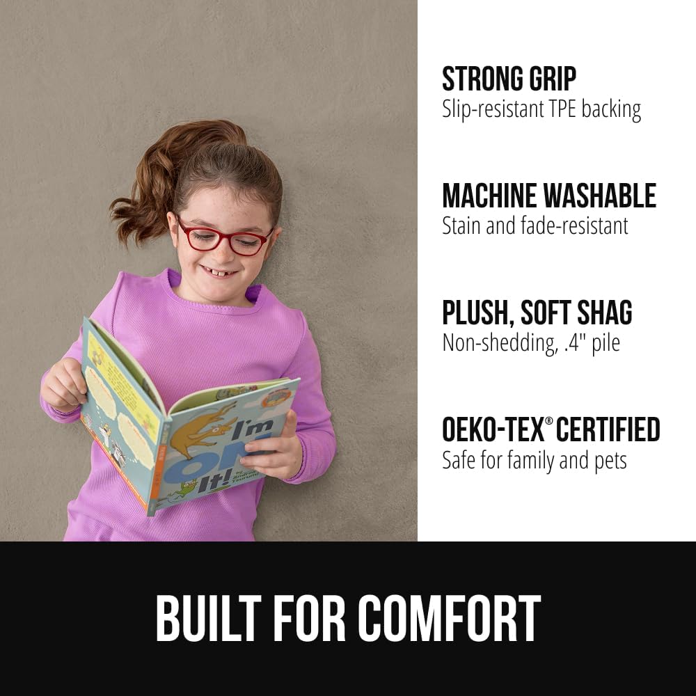 GORILLA GRIP Ultra Soft Washable Area Rug, 6x9, Stain and Slip Resistant Plush Thick Carpet for Bedroom Living Room, No Shed Floor Rugs, Pet Friendly, Dorm Essentials, Kids Nursery Home Decor, Taupe