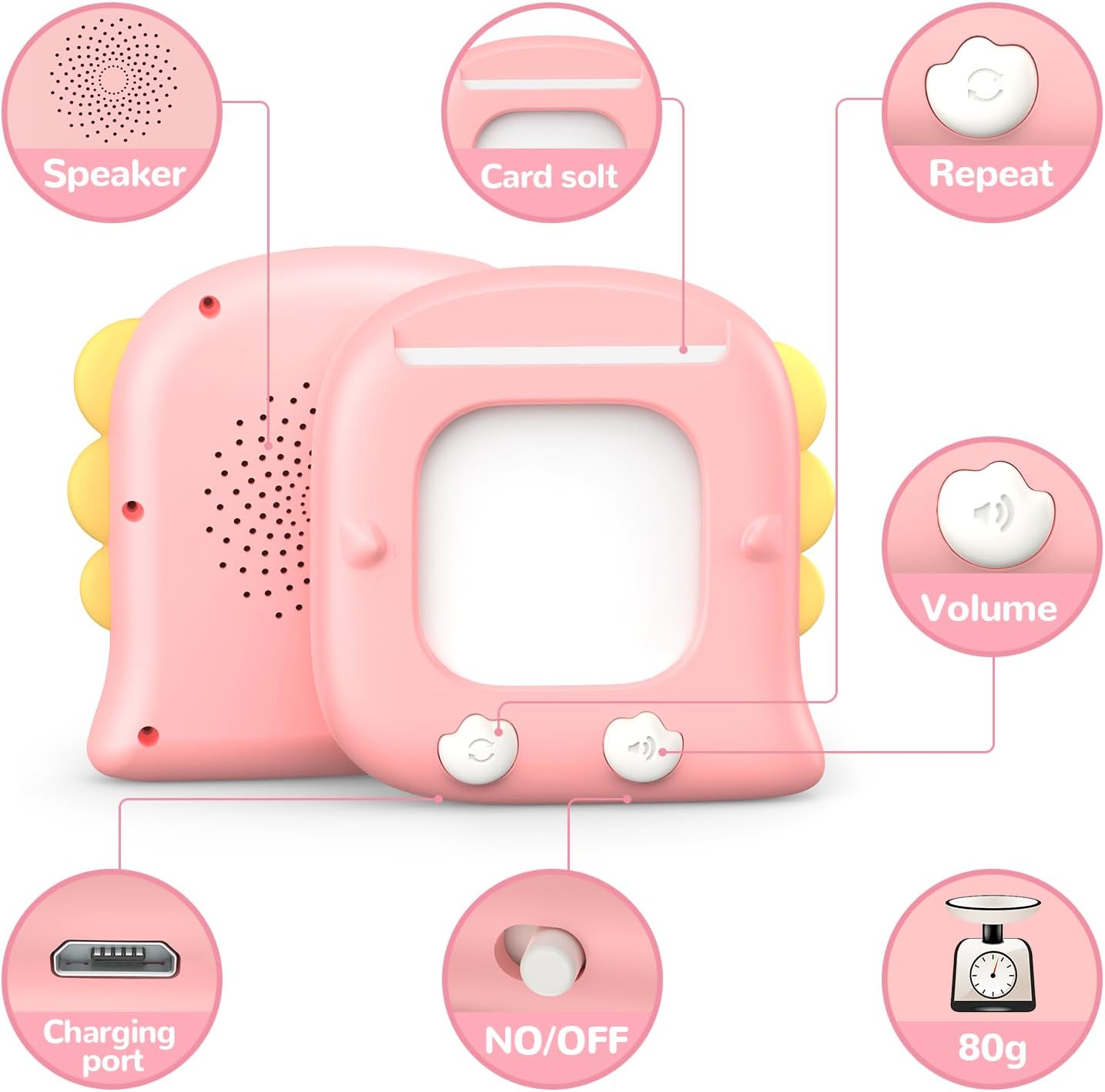 Kidzdo 520 Sight Word Talking Flash Cards, Christmas Birthday Gifts for 2 3 4 5 6 Year Old Girls, ABCs Early Education Learning Toys, Autism Sensory Toys for Autistic Toddlers Ages 2-6, Pink