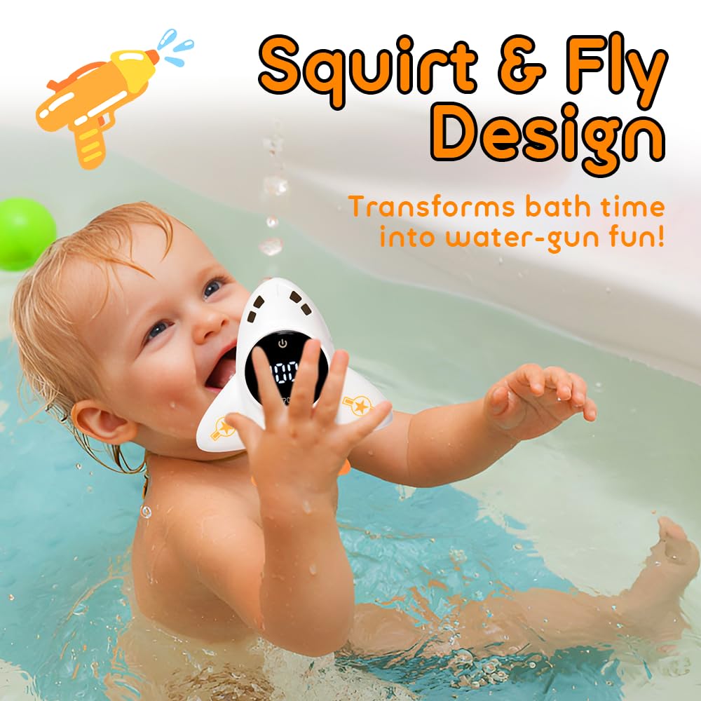 TKY Baby Bath Thermometer with Floating Toys - Digital Water & Room Temperature Monitor, Rechargeable Thermometer with Alerts for Newborn Bath Essentials, Infant Safety(TKYCD008)