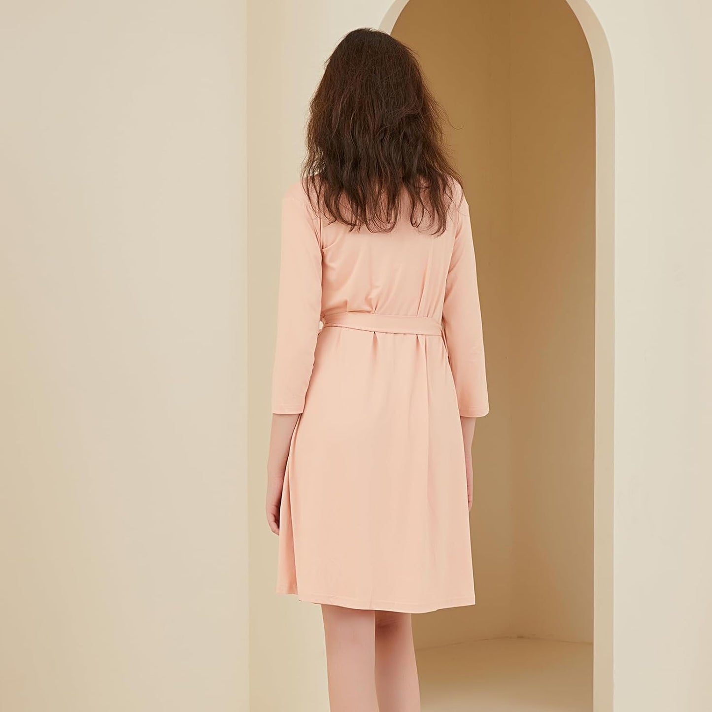 Galabloomer Maternity Robe and Baby Receiving Blanket, Matching Mommy Labor Delivery Robe and Swaddle Set (xl, pink sand)