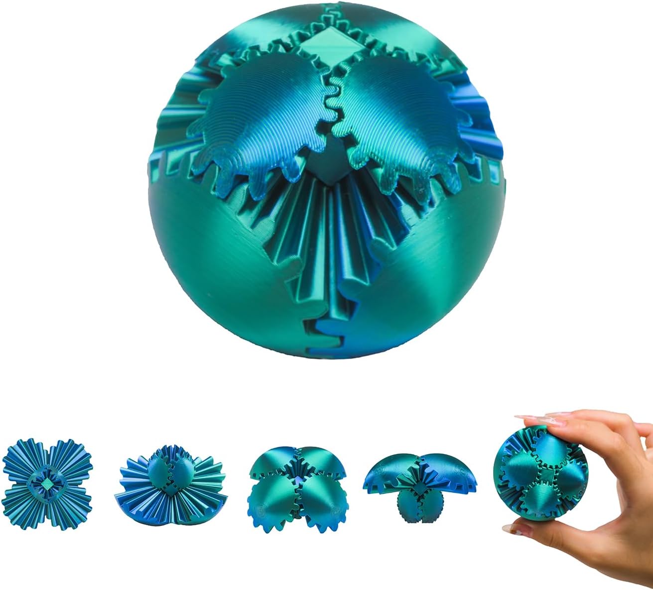 MerryXD Gear Ball Fidget Toy,GearSphere Desk 3D Printed Perfect for Stress and Anxiety Relaxing Fidget Toy Gear Fidget Sphere Activity Gear Ball for Adults B