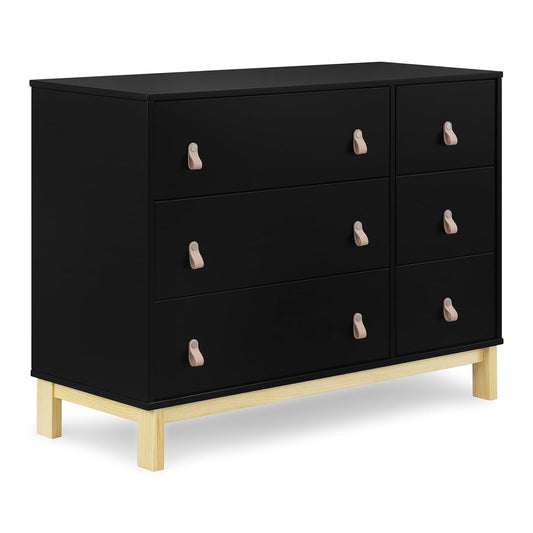 GAP babyGap Legacy 6 Drawer Dresser with Leather Pulls and Interlocking Drawers - Greenguard Gold Certified, Ebony/Natural