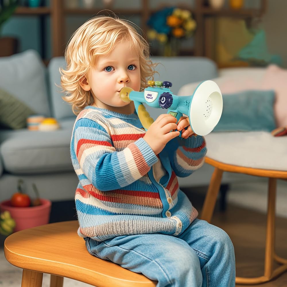 Generic Toddler Musical Instruments Toy, Trumpet, Harmonica, Recorder Flute for Kids Baby, Musical Toys Set for Children, Gifts for Boys Girls Ages 2 3 4 5, Blue