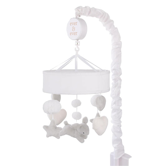 NoJo Bunny Star Gray, White, and Ivory Plush Bunnies, Stars, and Hearts Musical Mobile