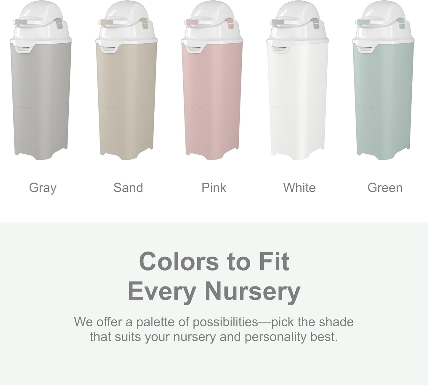 Foundations Tall Diaper Pail with Airtight Lid - Durable & Odorless Diaper Disposal, Large Capacity, Holds up to 60 Newborn Diapers, Refill with Any Bags - White