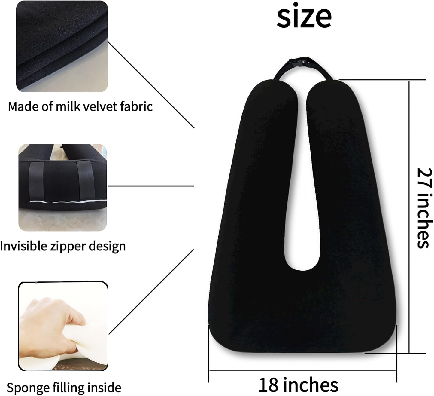 Travel Pillow Car Pillow Kid Car Sleeping The Sleeping Aid for Adults and Kids on Road Trips Sponge Kids Travel Pillow Provides Body and Head Support Black