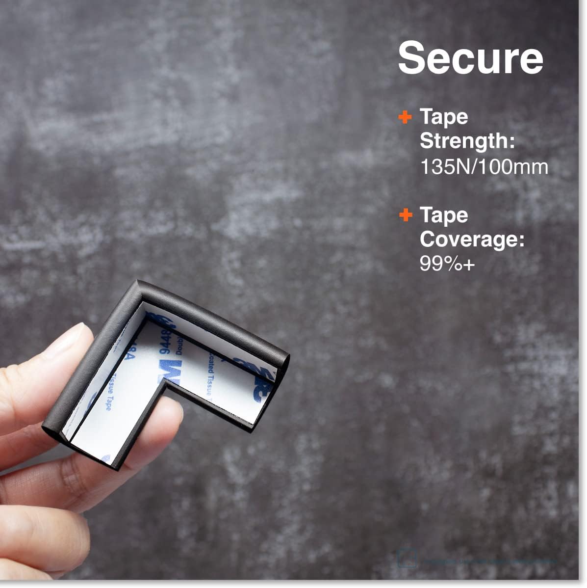 Roving Cove Slim-Fit Corner Protector for Baby Proofing (8 Small Corners), Soft Rubber Foam Furniture Corner Bumper Guards, 3M Adhesive Pre-Taped, Onyx Black