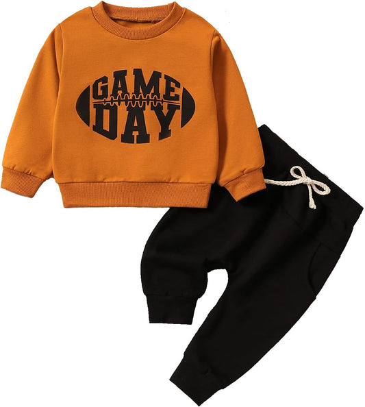 Baby Boy Clothes Fall 6 12 18 24 Months Football Long Sleeve Pullover Tops & Pant Sets Toddler Winter Outfits