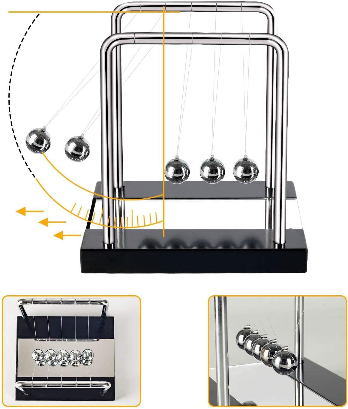 Newton's Cradle Desk Table Decor Metal Pendulum Ball Newton Ball Physics Science Pendulum Steel Balance Ball for Office Physics Teacher Toys