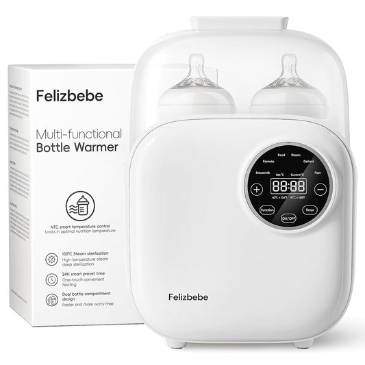 Baby Bottle Warmer, Felizbebe 10-in-1 Bottle Warmers for All Bottles, Detachable Body for Easy Cleaning, Accurate Temperature Control, Timer, Sterili-zing,Milk Warmer for Breastmilk or Formula