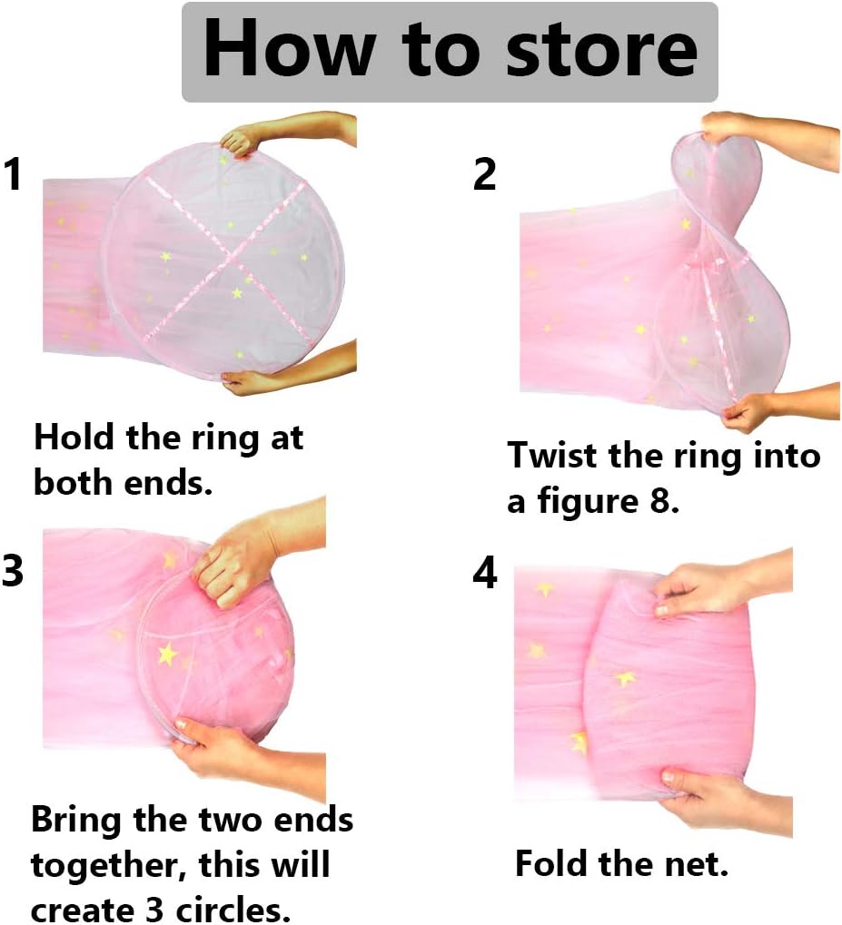 BCBYou Bed Canopy Mosquito Net with Fluorescent Stars Glow in Dark for Baby, Kids, and Adults, for Cover The Baby Crib, Kid Bed, Girls Bed Or Full Size Bed (Purple)