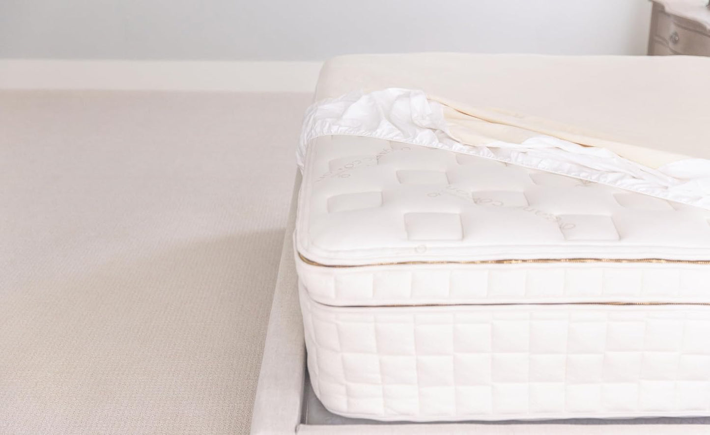 Naturepedic Organic Waterproof Mattress Protector Pad, Fitted Stretch Knit Mattress Cover for 9"-16" Depth, Twin XL