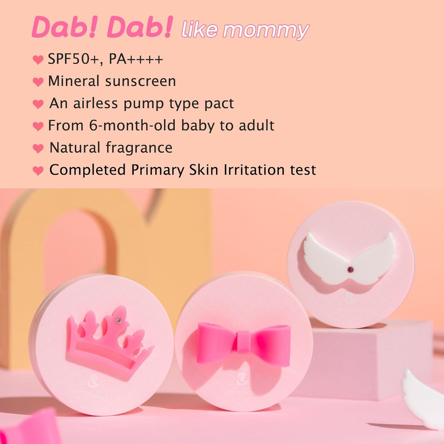 Peachand Baby Kids Mineral Sun Cushion SPF50+ PA++++ (Pink Tiara)