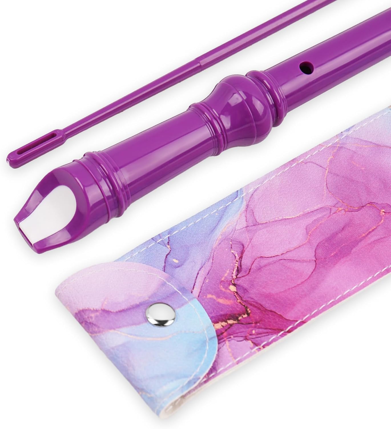 Recorder Instrument for Beginner Kids Adults,8-Hole Soprano Descant Recorder Music Flute with with Cleaning Rod & Leather Case For School Student Home Entertainment(2-Purple Blue Splash-ink)