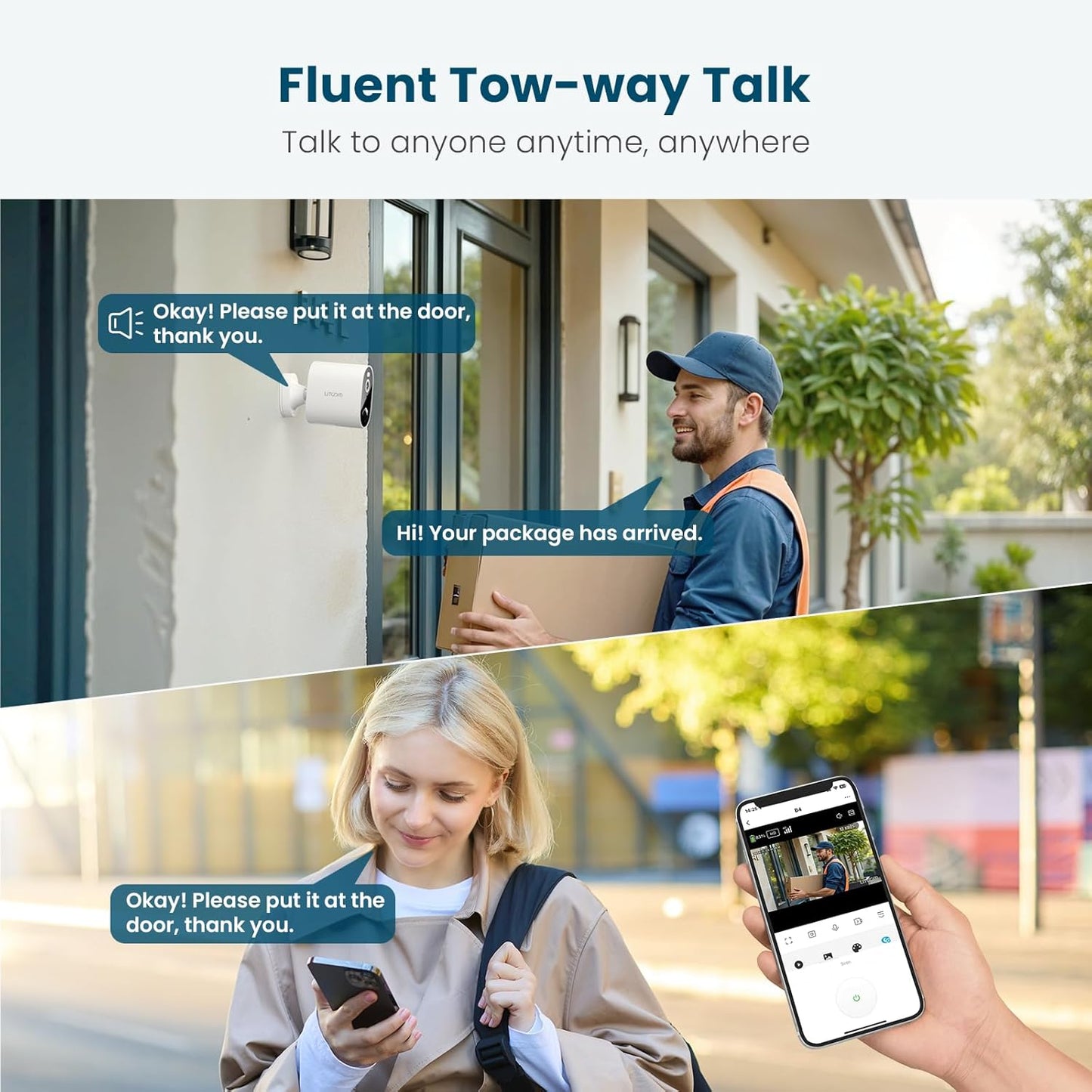 litokam Security Cameras Wireless Outdoor, 2K Battery Powered Outdoor Camera Wireless with Full Color Night Vision, PIR Motion Detection, 2.4G WiFi Home Indoor Camera with IP65 Waterproof, 2-Way Talk