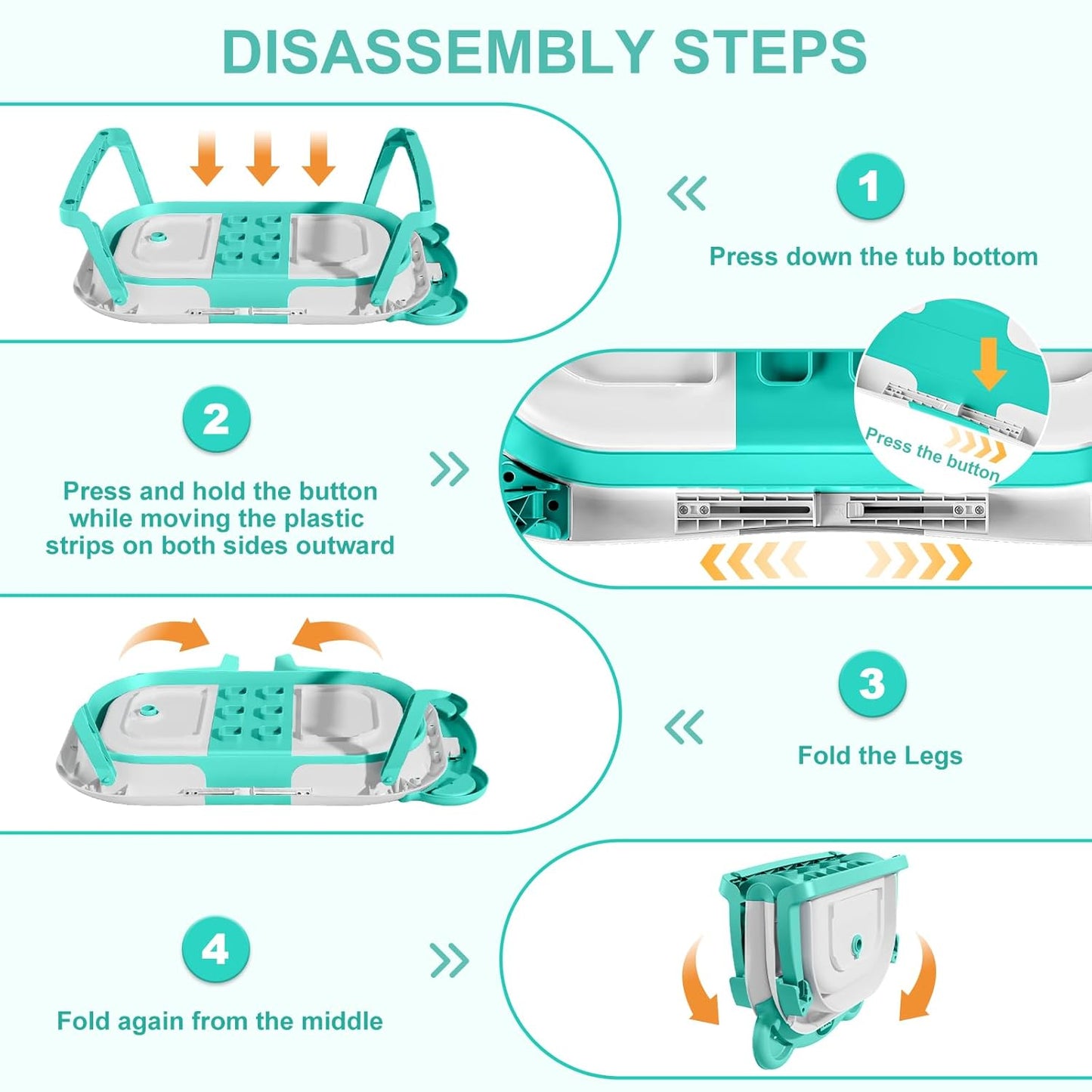 MoreFeel Collapsible Baby Bathtub for Newborn with Thermometer & 1 Hooded Towel & 1 Soft Floating Cushion,Portable Travel Bathtub with Drain Hole, Durable Foldable Baby Tubs for Infants to Toddler