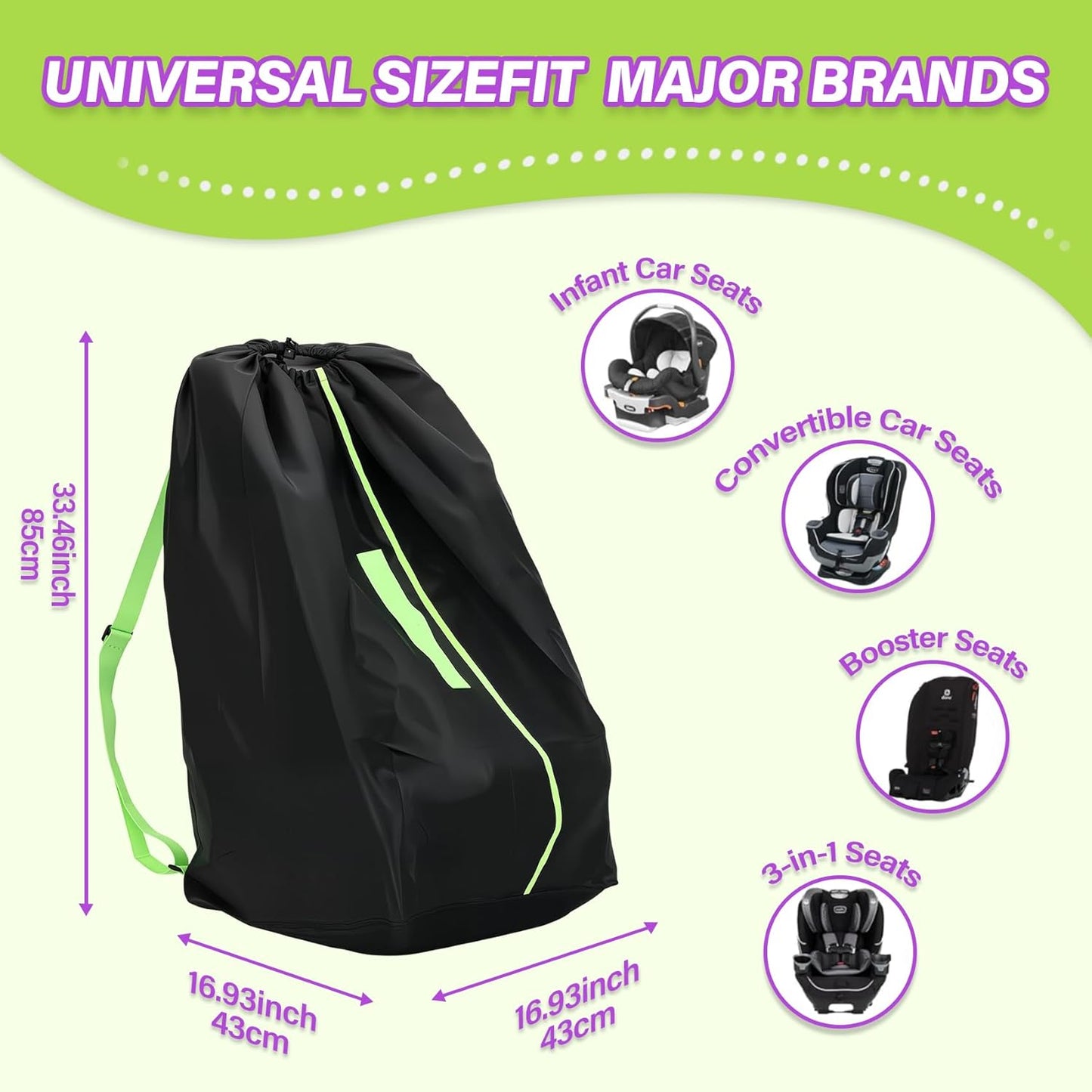 Car Seat Travel Bag for Airplane: Carseat Bags for Air Travel, Waterproof Durable Carrier Cover for Infant & Toddler Car Seats,Portable Carseat Cover with Shoulder Straps and 2 Luggage Tags