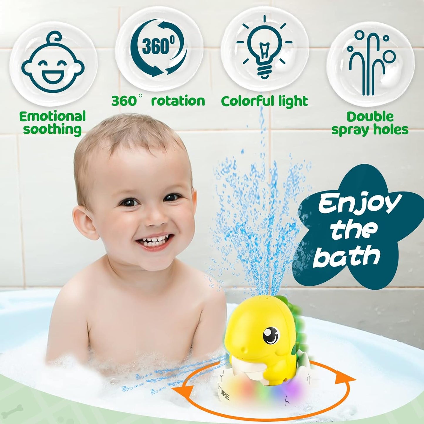 ZHENDUO Baby Bath Toys, Rechargeable Bath Toys, Whale Spray Water Bath Toy, Sprinkler Bathtub Shower Toys for Toddlers Kids Boys Girls, Pool Toy for Baby (Yellow)