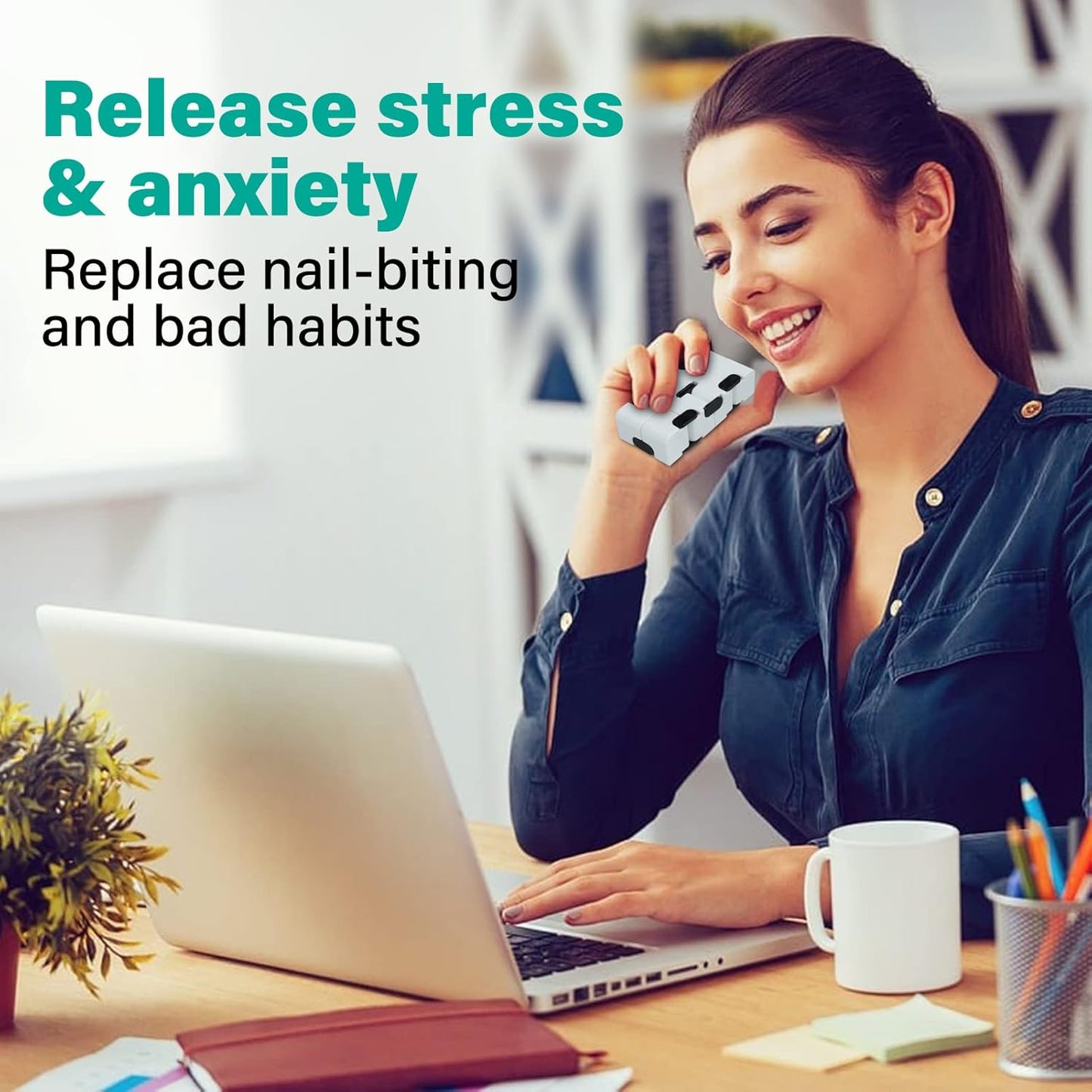 Infinitycube Fidget Toy Stress Relieving Fidgeting Game for Kids and Adults,Cute Pocket-sized Unique Gadget for Anxiety Relief and Kill Time (White/Black)