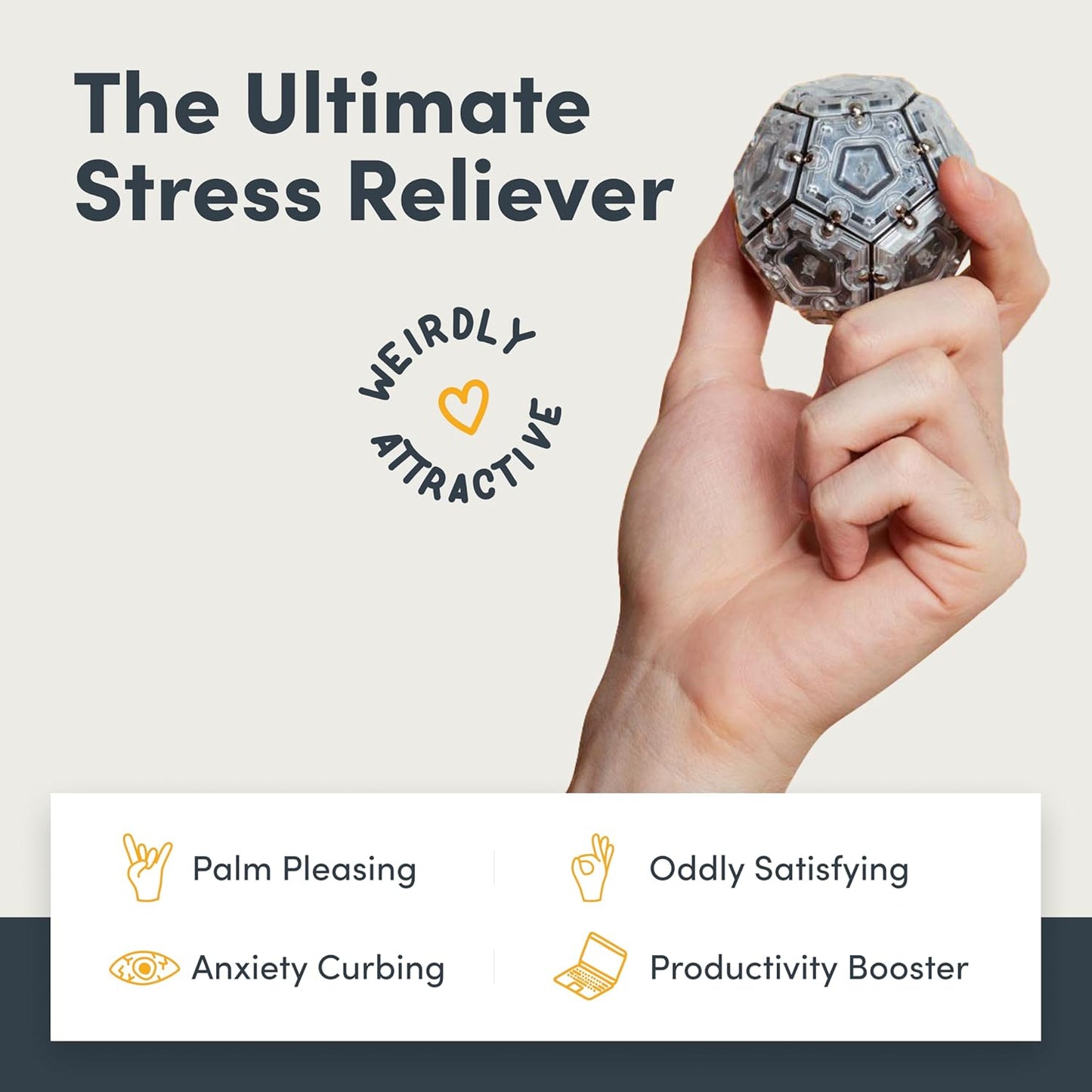 Speks Geode Sphere Magnetic Fidget Toy for Adults | Quiet Adult Sensory Toy for Stress Relief & Anxiety, Office Desk ADHD Tool, Stocking Stuffer & Top Gadget Gift Idea | Slate, 12-Piece Set