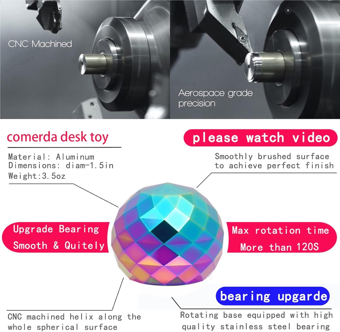 Desk-Fidget-Toys for Kinetic-Toy: Cool-Gadgets Cool-Stuff for Adults Kids Teens, Spinning Up to 180 Seconds, Stress Relief Toy for Christmas Optical-Illusion Gift for Office School Home Women Men