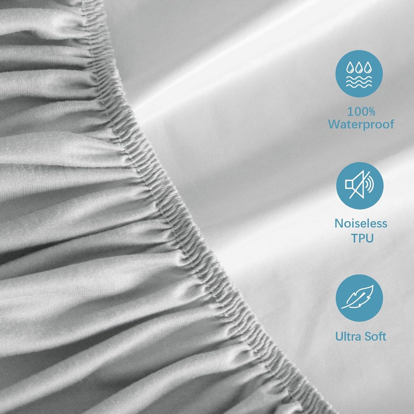 Queen Mattress Protector Waterproof, Noiseless & Soft Coverage Queen Size Mattress Cover Fitted Sheets with Deep Pocket up to 14", Super Breathable & Easy Wash Mattress Protector