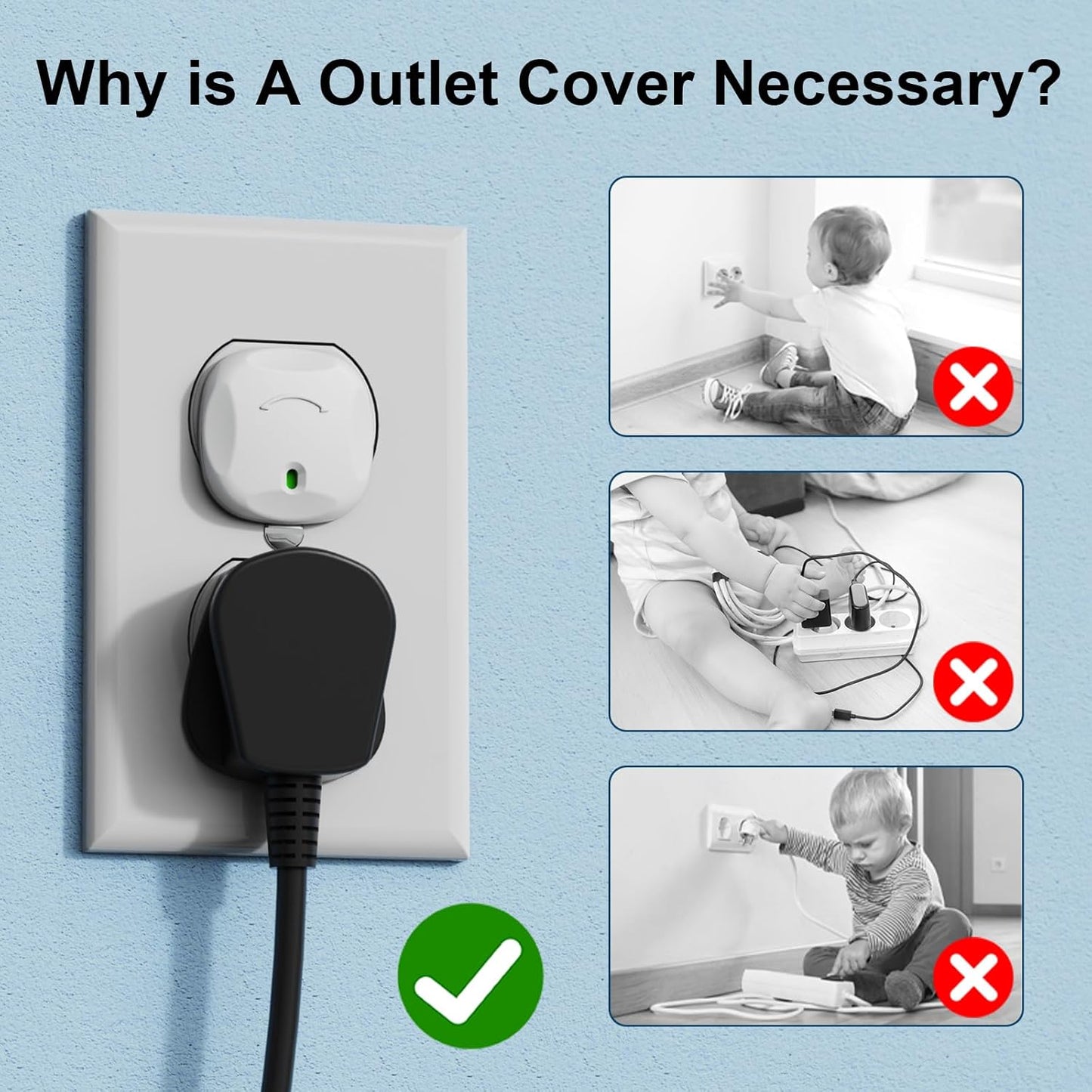 Outlet Covers Baby Proofing, 40 Pack Plug Covers for Electrical Outlets, Outlet Plug Covers to Prevent Power Shock Safety, for US 3-Prong, Plug Protectors for Home, Office, White