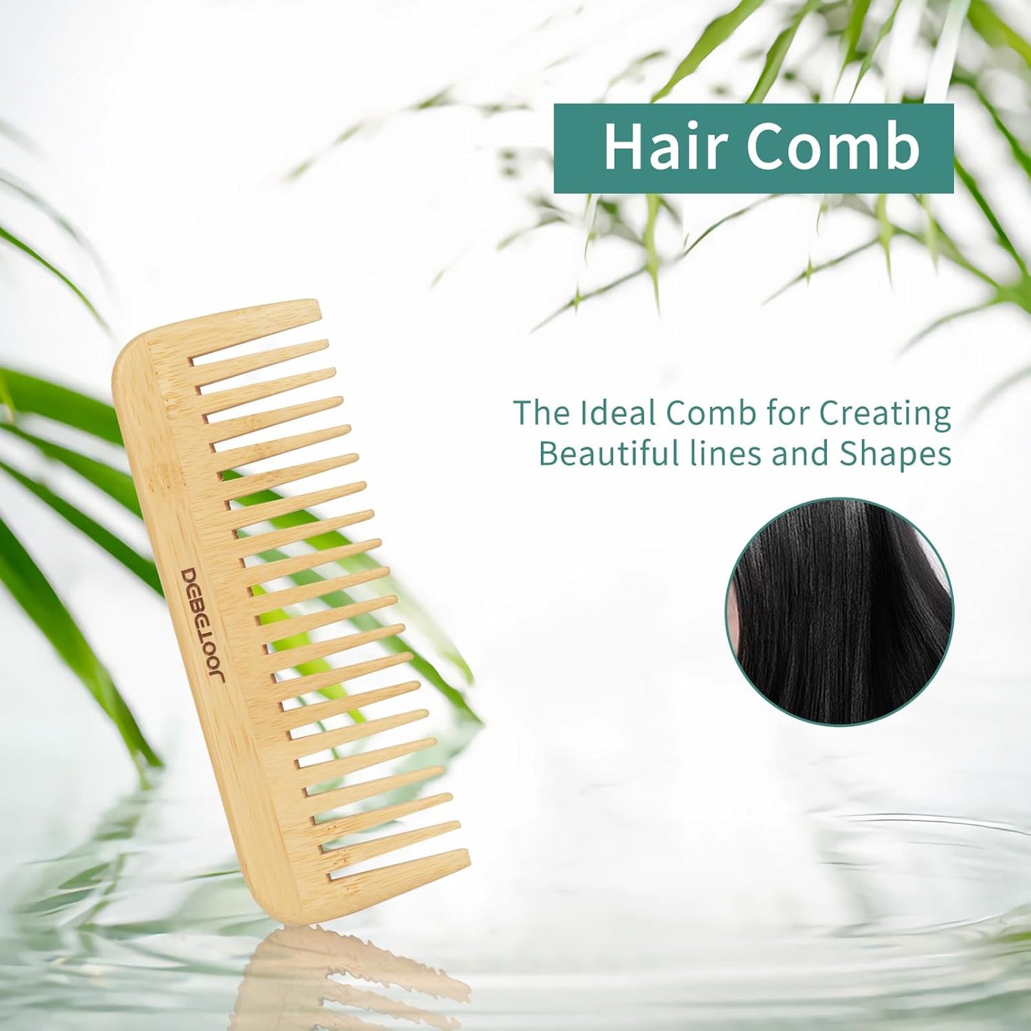Bamboo Hair Brush Set - Natural Bamboo Paddle Detangling Hairbrush and Comb Set, Suit for Thick/Thin -Gift for Women Men and Kids