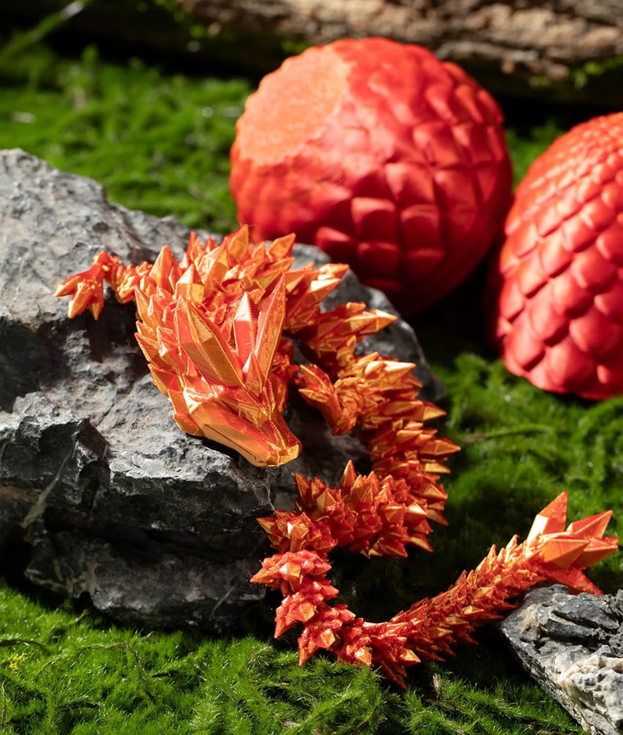 Dragon Egg,3D Printed Articulated Dragon,Dragon Eggs with Dragon Inside,Dragon Toy,3D Printed Dragon Egg Fidget Toys,New Full Articulated Dragon Crystal Dragon (Rainbow), Medium