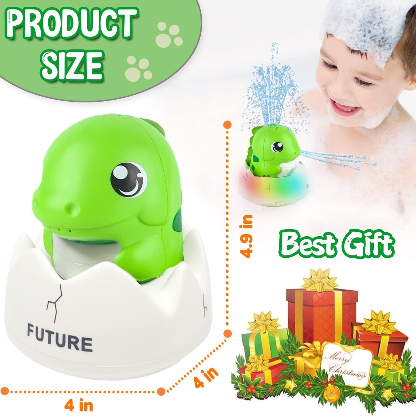 ZHENDUO Baby Bath Toys, Rechargeable Bath Toys, Whale Spray Water Bath Toy, Sprinkler Bathtub Shower Toys for Toddlers Kids Boys Girls, Pool Toy for Baby (Green)