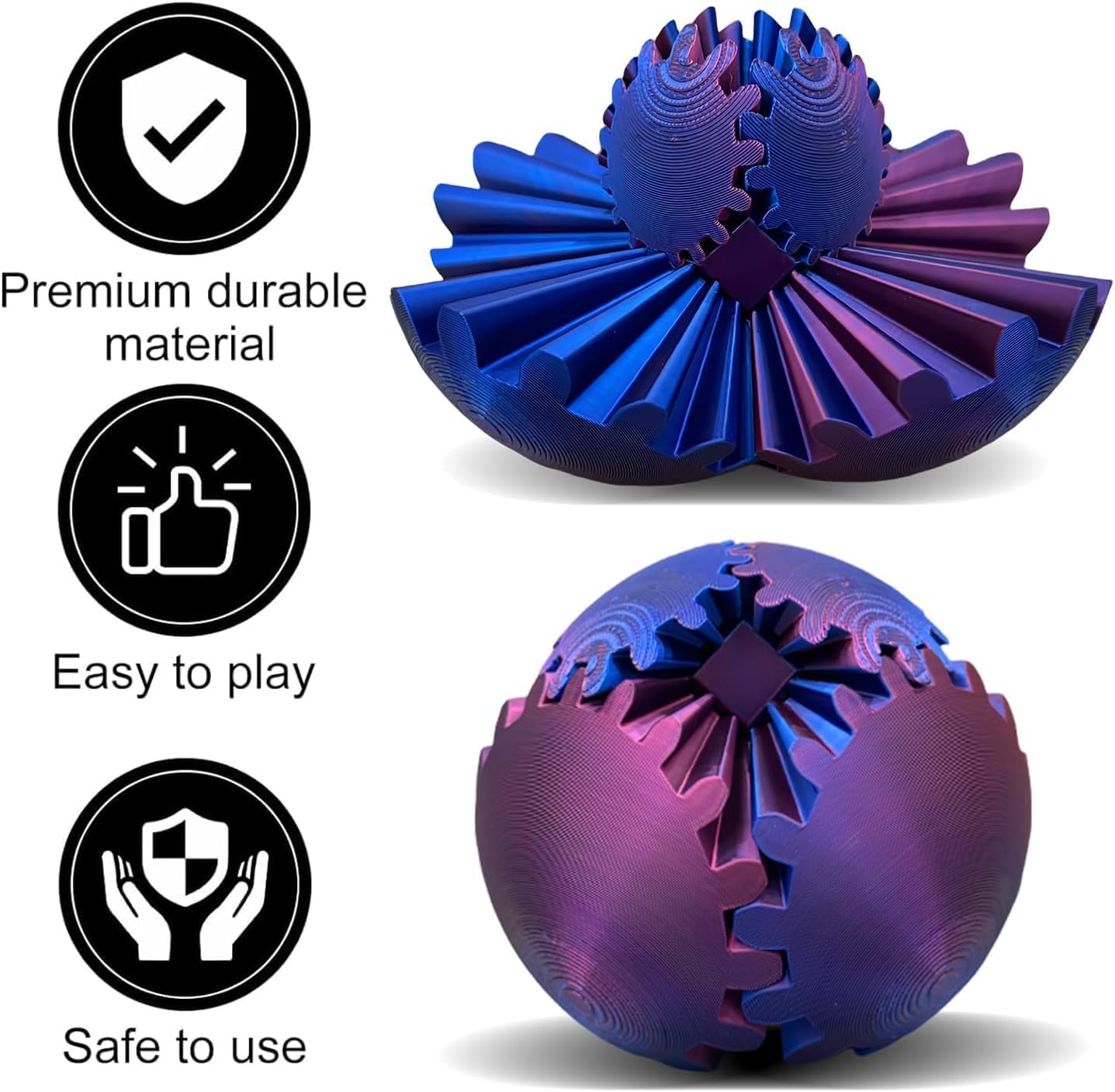 Gear Ball 3D Printed Gear Ball Spin Ball or Cube Fidget Toy, 2024 Gear Sphere, 3D Printed Gear Ball Spin Ball Gear Fidget Toy, Gear Ball Fidget Toy (Green)
