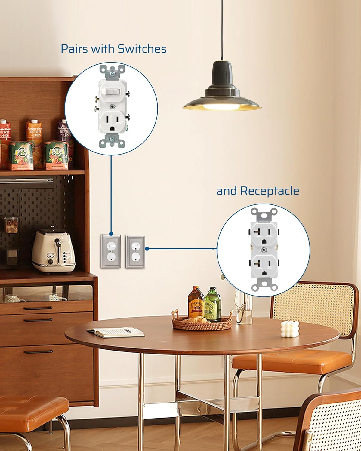 DEWENWILS 4-Pack Duplex Wall Plate, Metal Wall Outlet Cover for Receptacle, Light Switch, Brushed Nickel