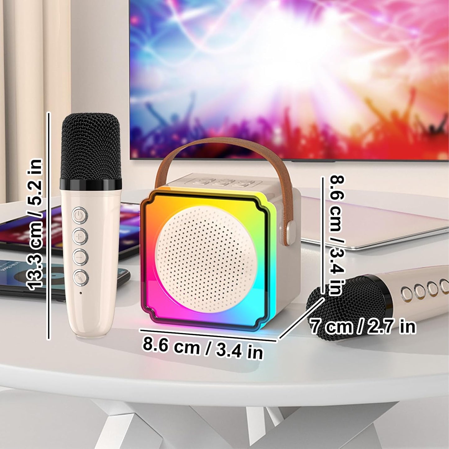 Mini Karaoke Machine for Kids Adults, Portable Bluetooth Speaker with 2 Wireless Microphones, Birthday Toys for Girls Ages 4 5 6 7 8 9 10 11 12+ Years Old Toddler