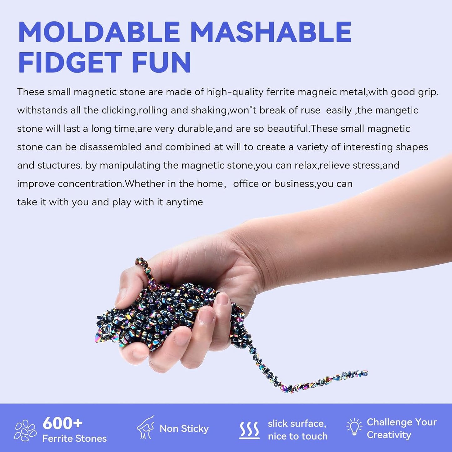 Magnetic Balls Fidget Toys Adults 600 PCS Mini Magnetic with Four Big Magnetic Putty Desk Toys,Fidget Toys for Adults, Office Desk Toys（Colorfully）