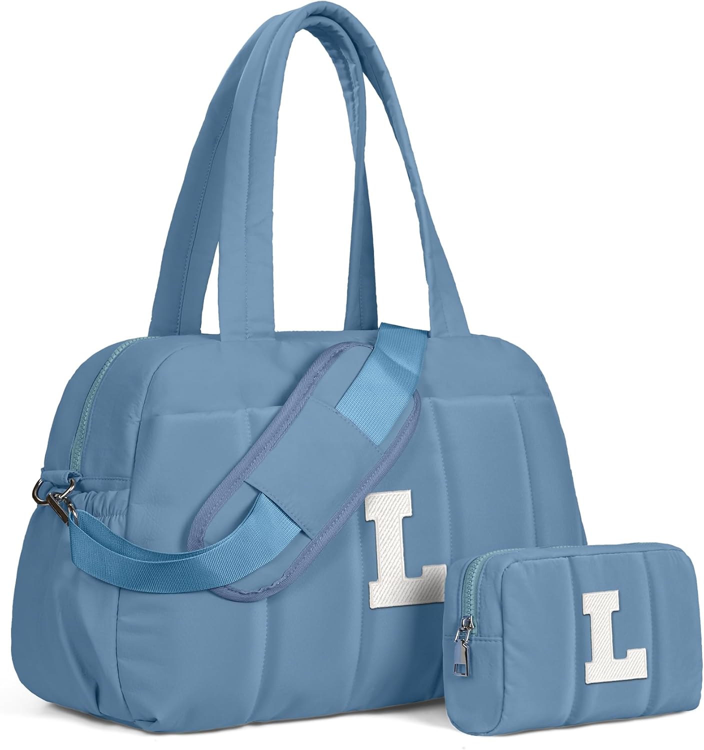 Initial Duffle Bag, Yoga Bags for Women，Overnight Bag with Wet Pocket，Lightweight Work Bags Personalized Gym Tote with Makeup Pouch-Gifts for Women Birthday