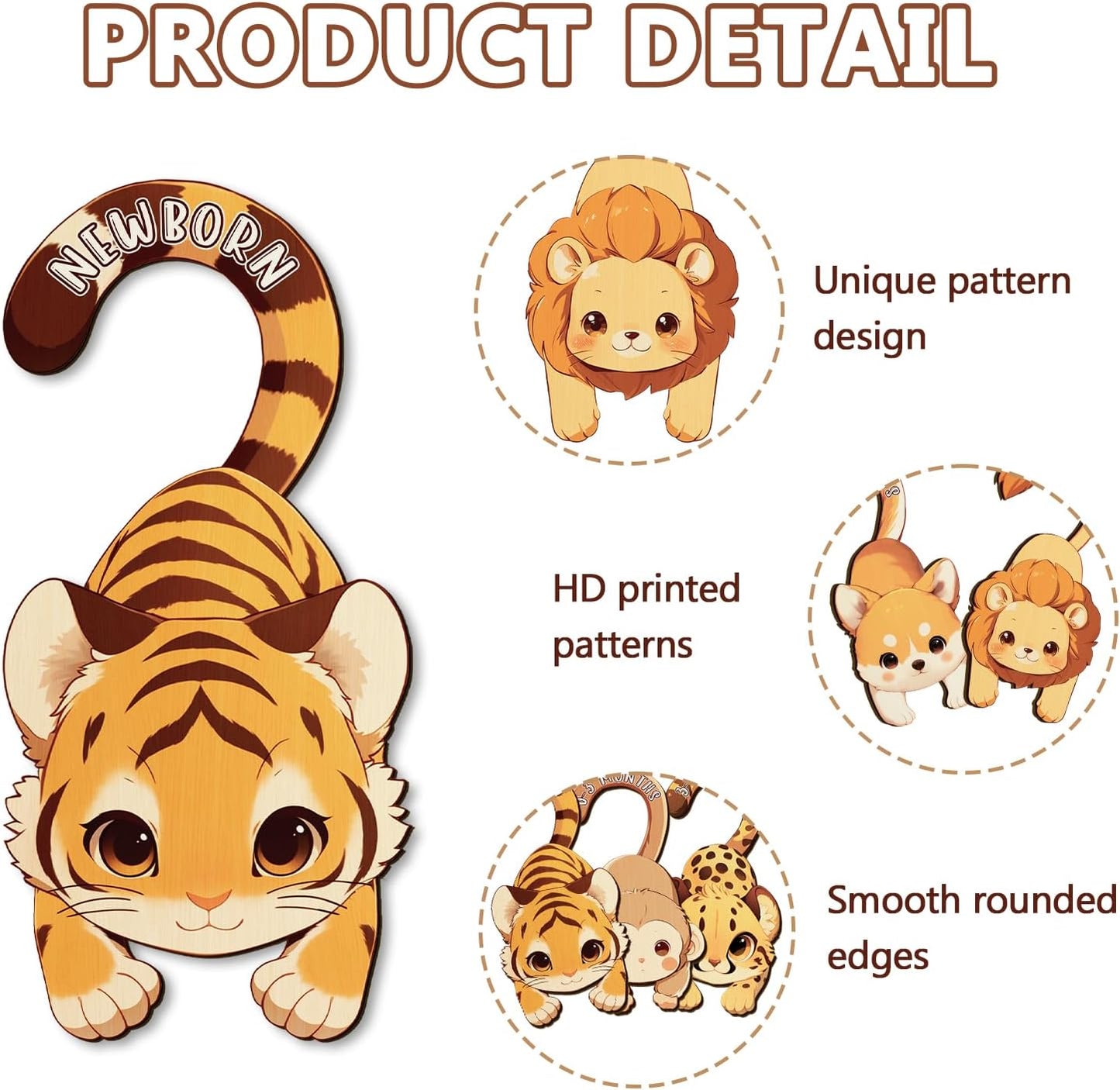 Baby Closet Dividers for Clothes - Set of 8 Unique Animals Design Baby Size Closet Divider Newborn to 24 Months, Babies Wardrobe Closet Organizer Nursery Decor Gender Neutral Kid Clothes Dividers